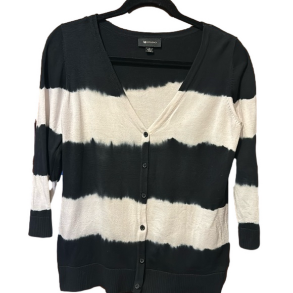 AB Studio Sweaters - AB Studio Tie-Dye Cardigan Button-Down Sweater